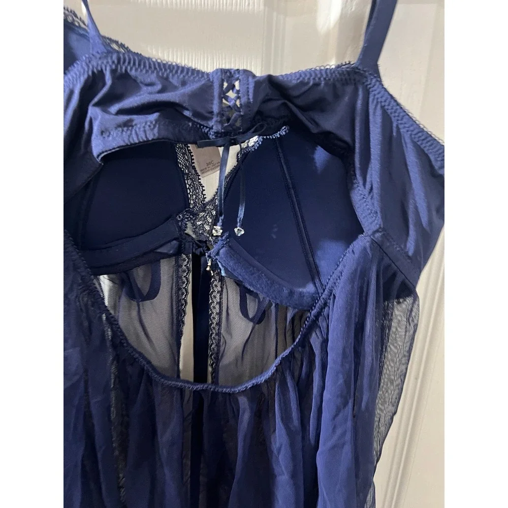Victoria Secret Babydoll Lace Lingerie‎ Sheer Bra Top Dress 38C Date Night